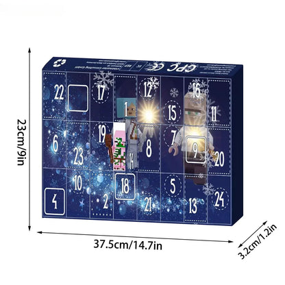 Calendrier de l'Avent de Noël de 24 jours avec figurines d'action en blocs de construction - Jouet de compte à rebours des vacances pour enfants