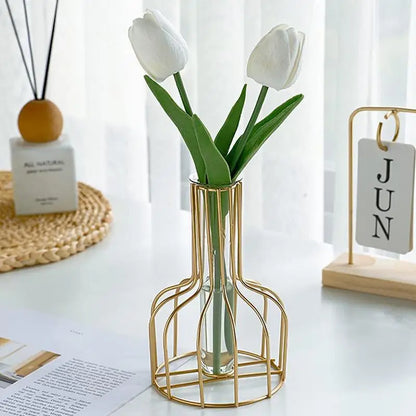 Floroux Gold Vase | Metal Cage Design | Elegant Decoration | Perfect for Home and Office | Timeless Home Accessory
