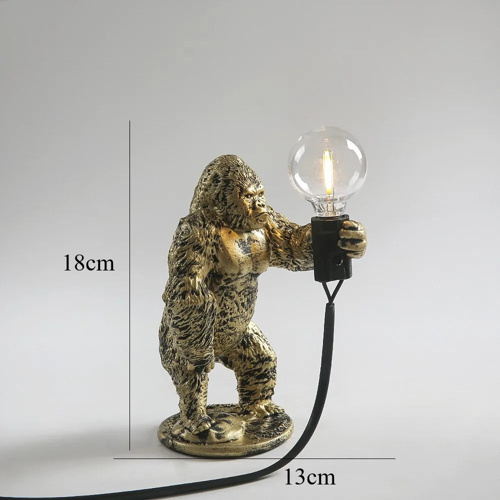 Floroux Gorilla Lampe de table | Lampe de nuit LED | Éclairage de table animalier pour la maison