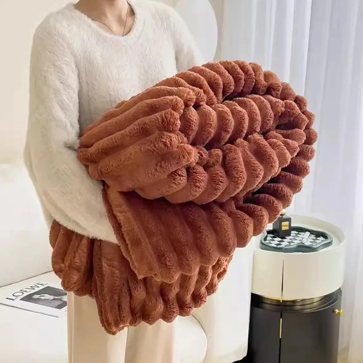 Couverture en velours chaude pour l'automne et l'hiver – Couverture confortable avec taie d'oreiller, jeté ou couverture de canapé pour des soirées douillettes