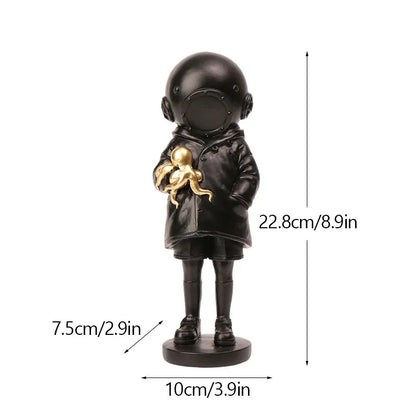 Floroux Banksy Sculpture Collection | Flower Thrower & Balloon Girl | Pop Art Figures | Modern Décor for Office and Home