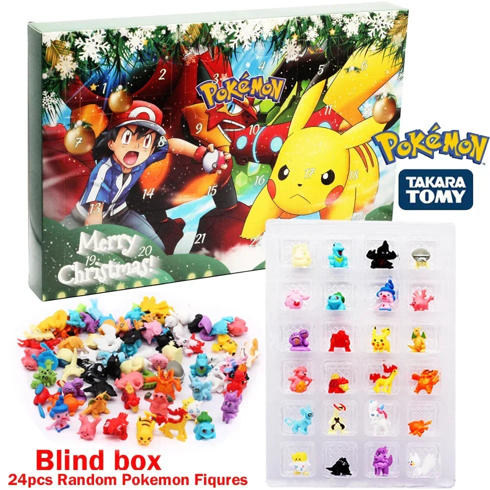 Calendrier de l'Avent Kawaii Pikachu - 24 figurines en PVC Anime pour enfants, ensemble cadeau de vacances