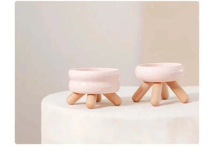 Bol en céramique pour chats avec trois pieds, pour nourriture et eau