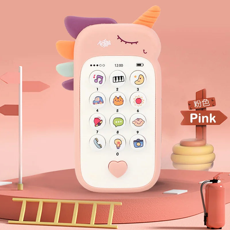 Jouet téléphone musical pour bébé avec anneau de dentition - Téléphone sonore d'apprentissage précoce pour nourrissons, idéal comme cadeau pour enfants pour dormir et jouer