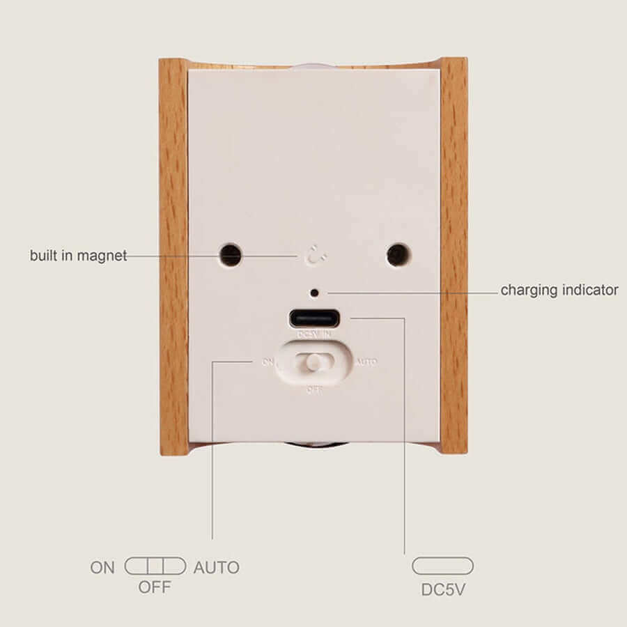 Ensemble de 2 lampes murales USB en bois rechargeables