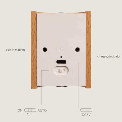 Ensemble de 2 lampes murales USB en bois rechargeables