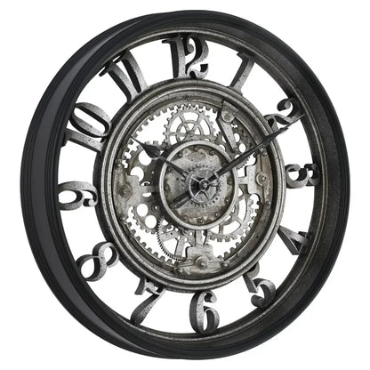 RusticGear – Horloge murale en métal avec chiffres arabes