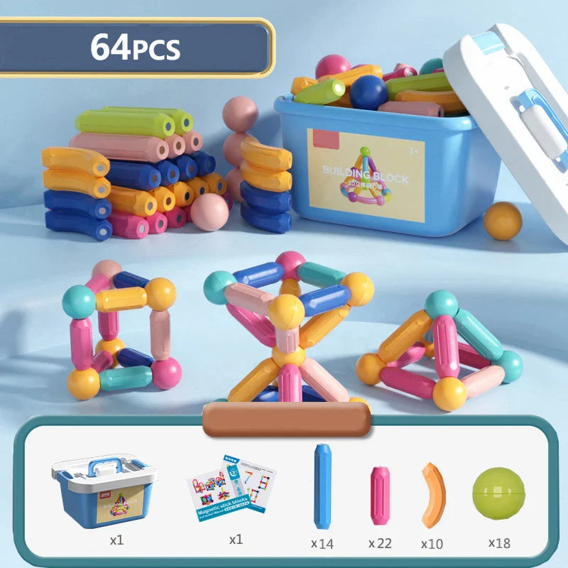 Set de blocs de construction magnétiques pour enfants - Jouet éducatif Montessori pour tout-petits, cadeau de construction créatif magnétique
