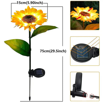 SolarBloom – Lampe de jardin réaliste en tournesol pour l'extérieur
