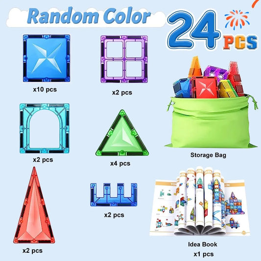 Ensemble de blocs de construction magnétiques - Tuiles magnétiques DIY éducatives pour enfants, jouet de construction inspiré de Montessori, cadeau parfait pour le jeu créatif