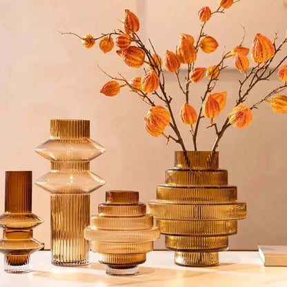 Créativité Collection de vases en verre ambre - Floroux Homeware