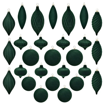 Boules de Noël élégantes en velours flocké incassables - Décorations d'arbre de vacances réutilisables pour l'ambiance festive 27PCS