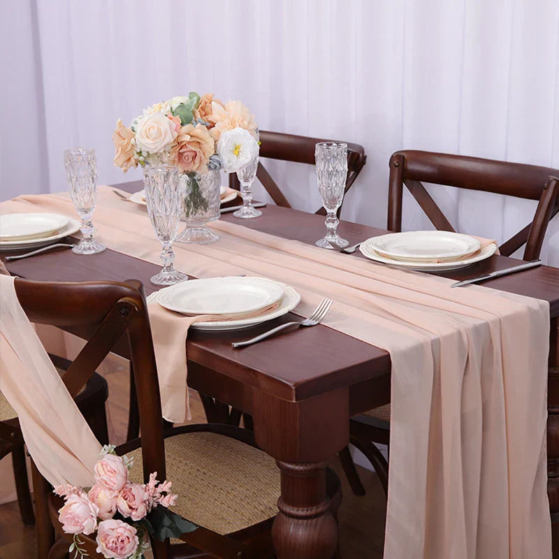 Chemin de table en chiffon unicolore luxueux au design rustique Boho avec des franges – Décoration de table parfaite pour les mariages, les baby showers, Pâques, la Saint-Valentin et la maison