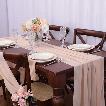 Chemin de table en chiffon unicolore luxueux au design rustique Boho avec des franges – Décoration de table parfaite pour les mariages, les baby showers, Pâques, la Saint-Valentin et la maison