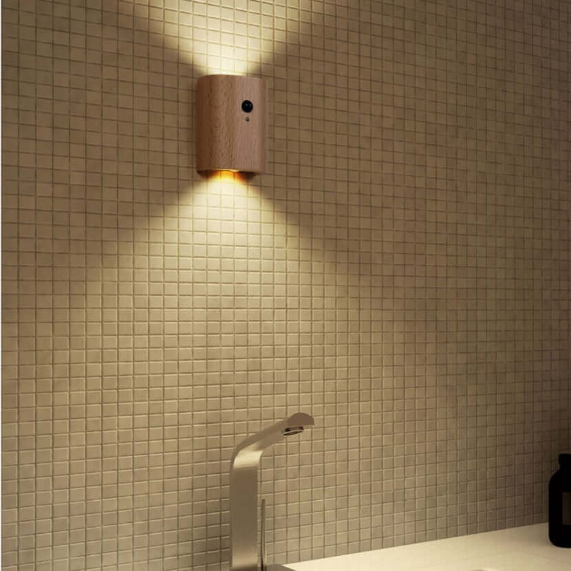 Ensemble de 2 lampes murales USB en bois rechargeables