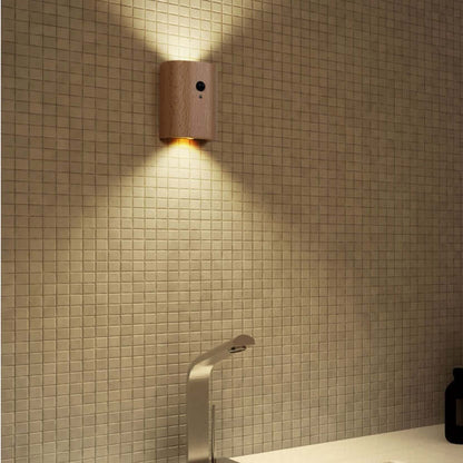 Ensemble de 2 lampes murales USB en bois rechargeables