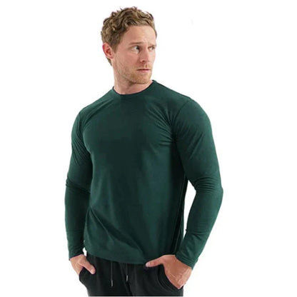 Ensemble de couche de base thermique en laine mérinos pour hommes - Haut à manches longues de poids moyen de 240G & Chaussettes de randonnée gratuites