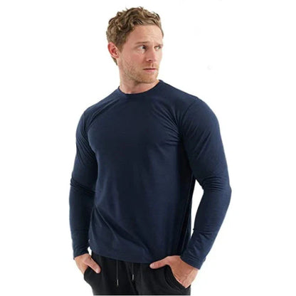 Ensemble de couche de base thermique en laine mérinos pour hommes - Haut à manches longues de poids moyen de 240G & Chaussettes de randonnée gratuites