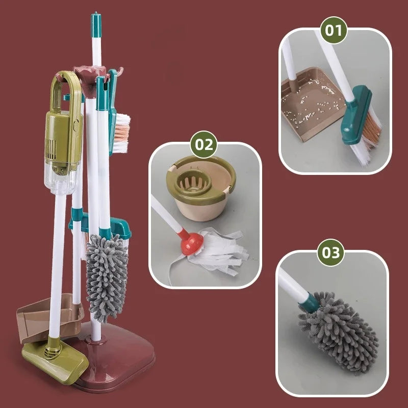 Ensemble de nettoyage de jeu de rôle pour enfants - Balai et aspirateur jouet pour garçons et filles, 23 pièces de plaisir de sanitation