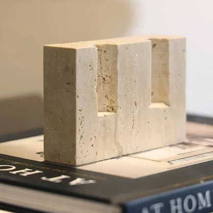 Floroux Candle Holder in Travertine | Elegant Table Decor | Faux Travertine for Elegant Atmosphere