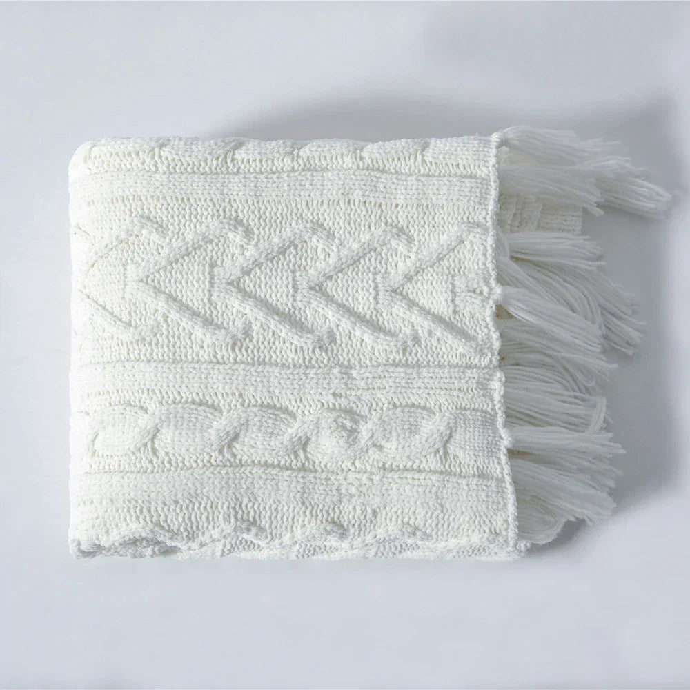 ChaleurCâline - Couverture Tricotée en Chenille Douce pour Lit et Canapé