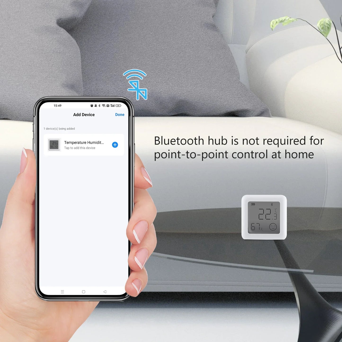 Capteur de température et d'humidité intelligent Tuya avec écran LCD - Thermomètre WiFi Bluetooth contrôle via les applications SmartLife Google Alexa