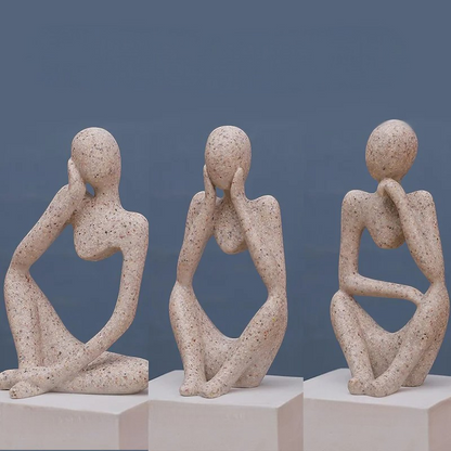 Ensemble de sculptures nordiques modernes 'Le Penseur' comme décoration élégante pour le salon et le bureau