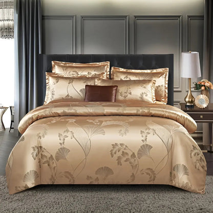 Chic Satin Jacquard Housse de Couette pour Chambre à Coucher Luxe