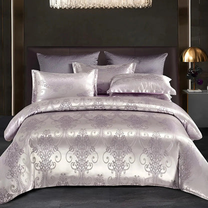 Chic Satin Jacquard Housse de Couette pour Chambre à Coucher Luxe