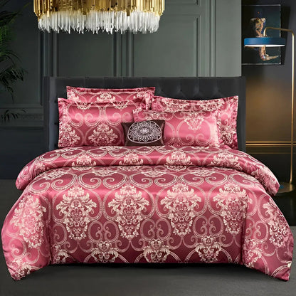 Chic Satin Jacquard Housse de Couette pour Chambre à Coucher Luxe