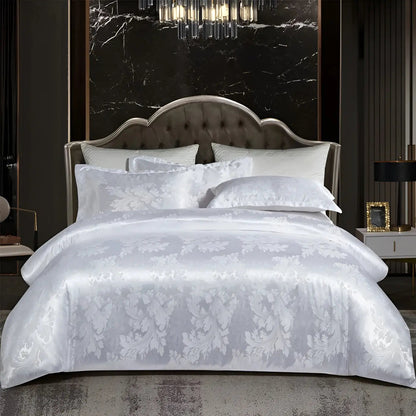 Chic Satin Jacquard Housse de Couette pour Chambre à Coucher Luxe