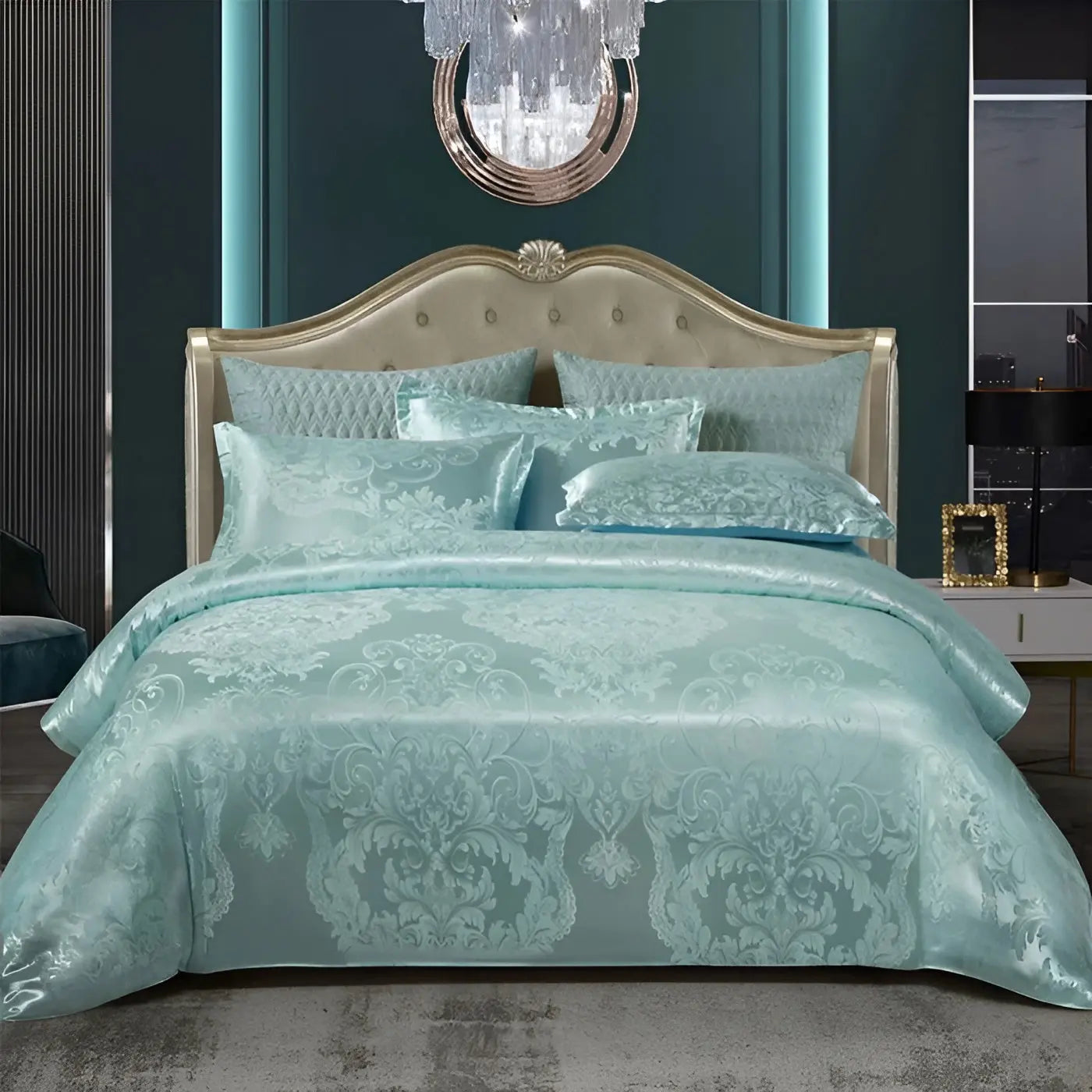 Chic Satin Jacquard Housse de Couette pour Chambre à Coucher Luxe