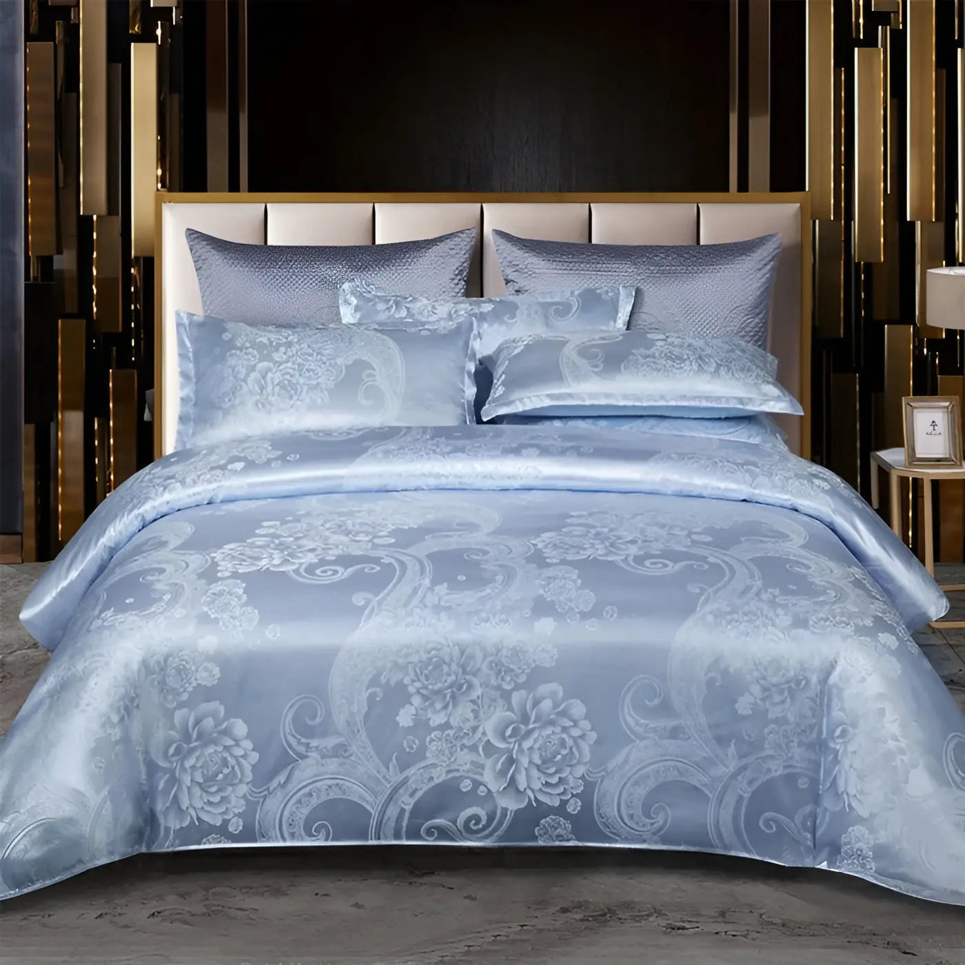 Chic Satin Jacquard Housse de Couette pour Chambre à Coucher Luxe