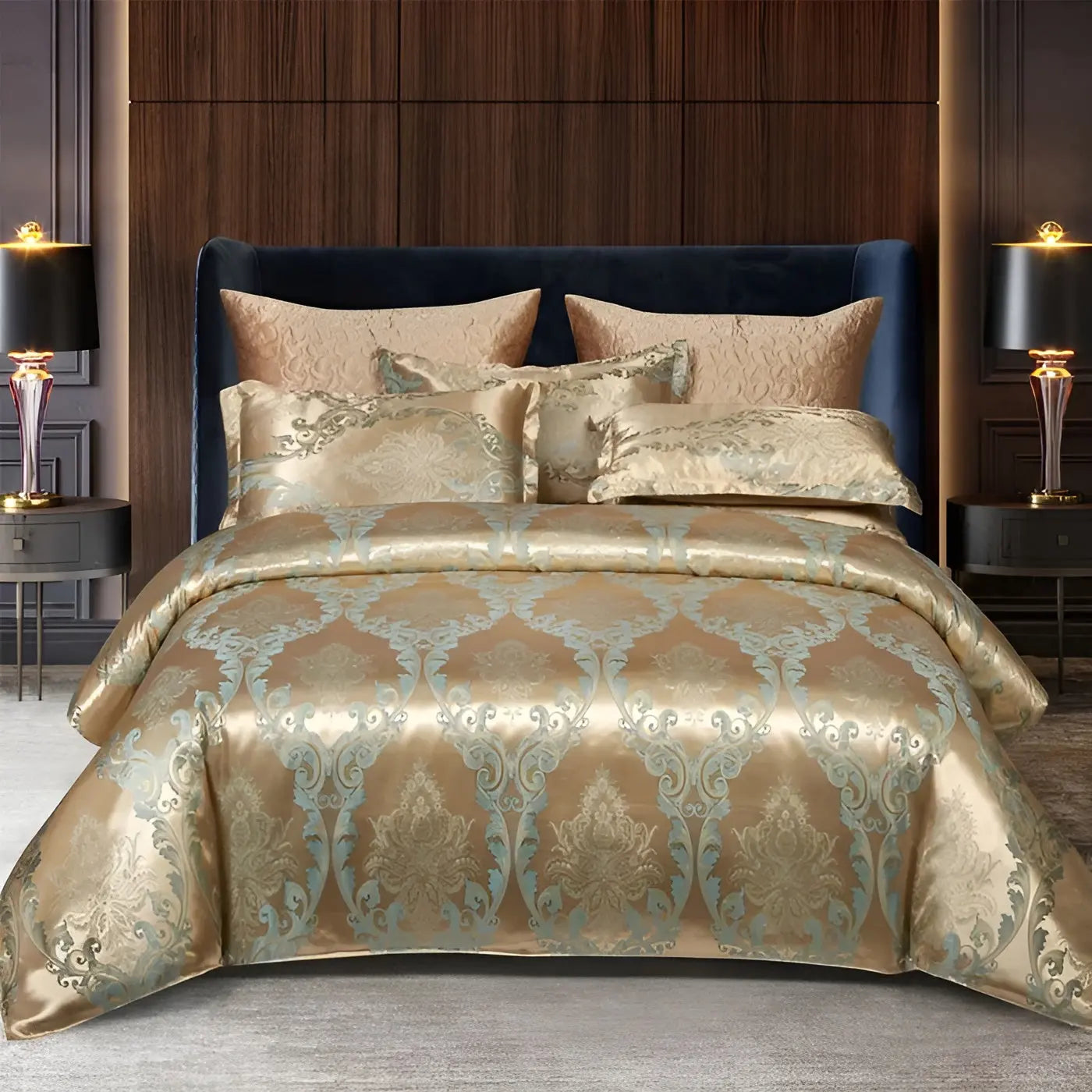 Chic Satin Jacquard Housse de Couette pour Chambre à Coucher Luxe