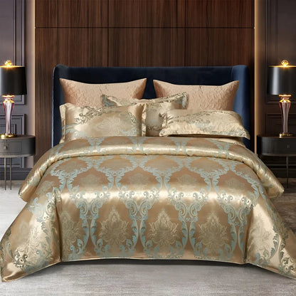 Chic Satin Jacquard Housse de Couette pour Chambre à Coucher Luxe