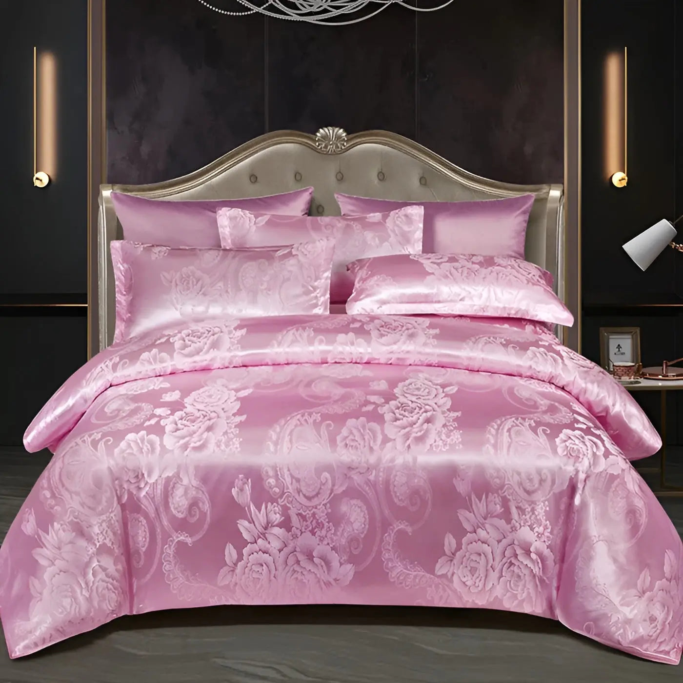 Chic Satin Jacquard Housse de Couette pour Chambre à Coucher Luxe