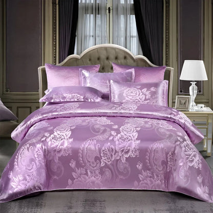 Chic Satin Jacquard Housse de Couette pour Chambre à Coucher Luxe