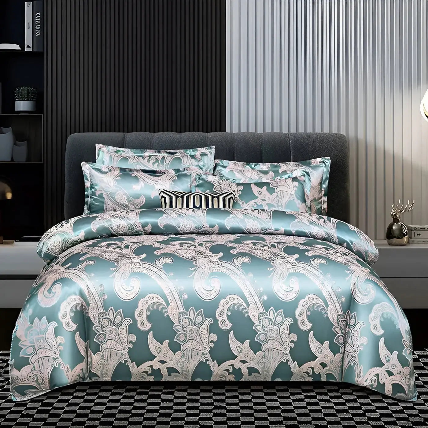 Chic Satin Jacquard Housse de Couette pour Chambre à Coucher Luxe