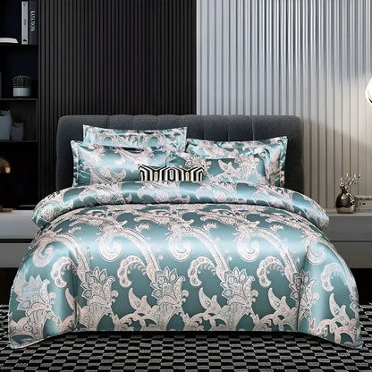 Chic Satin Jacquard Housse de Couette pour Chambre à Coucher Luxe