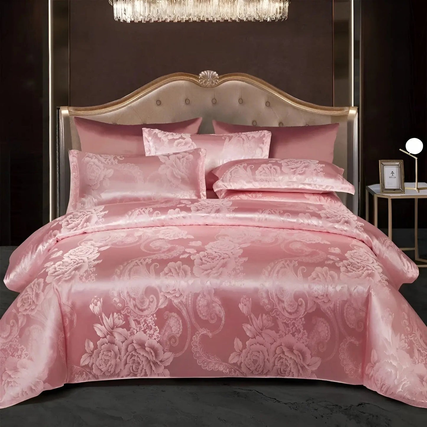 Chic Satin Jacquard Housse de Couette pour Chambre à Coucher Luxe