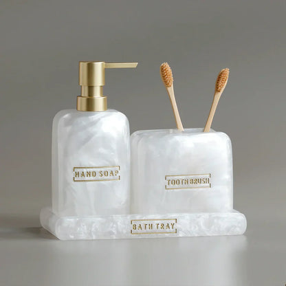 Floroux Ensemble de salle de bain 3 pièces | Design élégant en nacre | Accessoires de bain luxueux
