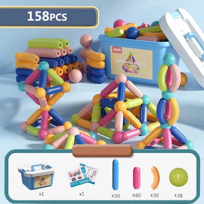 Set de blocs de construction magnétiques pour enfants - Jouet éducatif Montessori pour tout-petits, cadeau de construction créatif magnétique