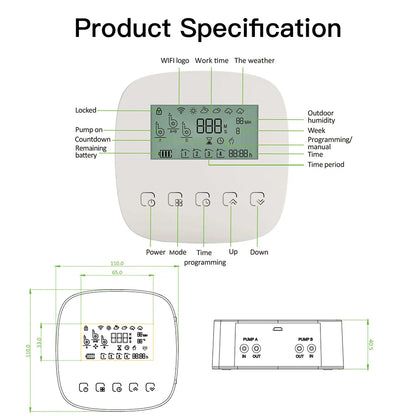 Tuya Smart Water Pump Timer - Contrôle d'arrosage par irrigation micro-goutte WiFi via les applications SmartLife Google Alexa