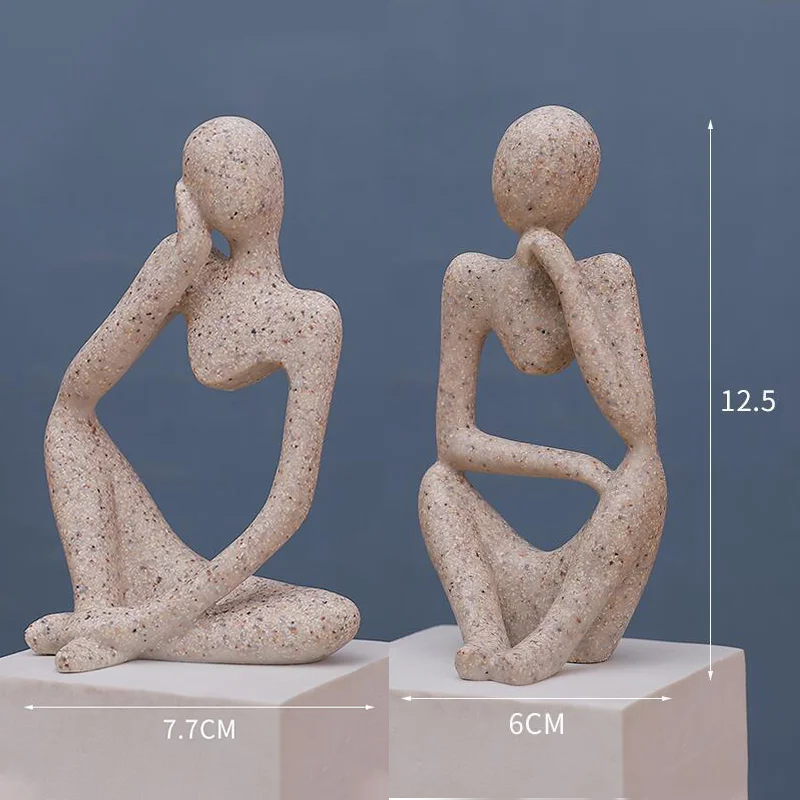 Ensemble de sculptures nordiques modernes 'Le Penseur' comme décoration élégante pour le salon et le bureau