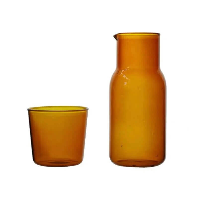 Ensemble de 2 pièces verres de nuit colorés et carafe