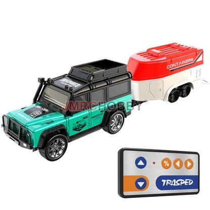 Voiture RC en alliage avec remorque - Véhicule miniature télécommandé 2,4 GHz pour enfants et adultes