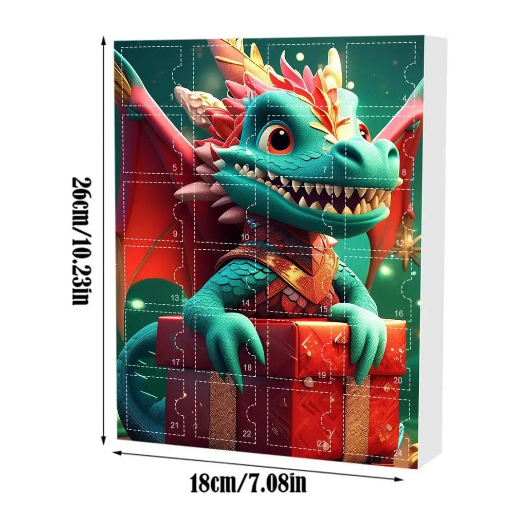 Calendrier de l'Avent Dinosaure en Acrylique – 24 Pendentifs Colorés pour Arbre de Noël & Sac à Dos, Cadeau de Vacances Amusant