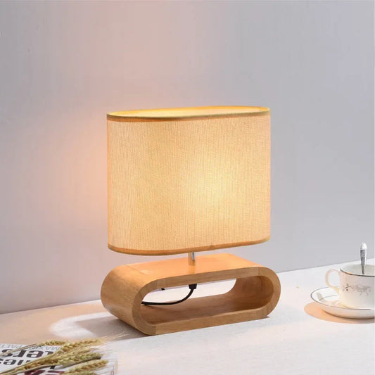 SereinLumi - Lampe de Bureau LED Style Japonais en Bois
