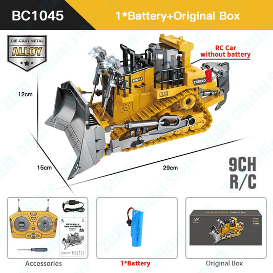 Set de Véhicules de Construction RC Professionnel - Jouet Excavateur en Alliage 2.4G & Camion Benne pour Enfants