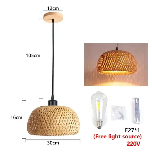 Chic lustre en rotin du milieu du siècle
